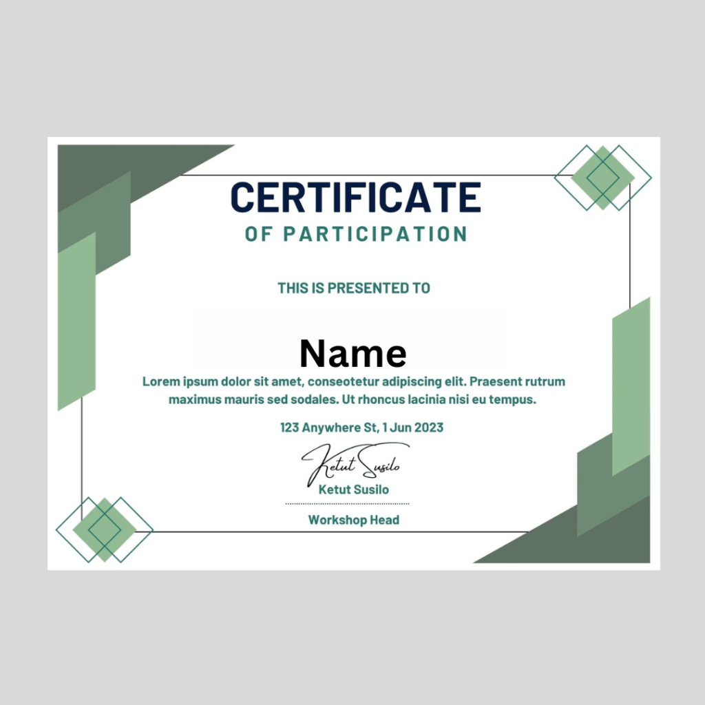 Custom certificate