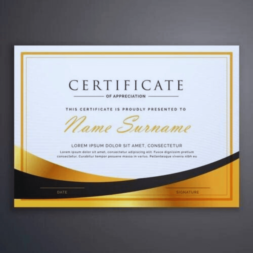 Custom certificate