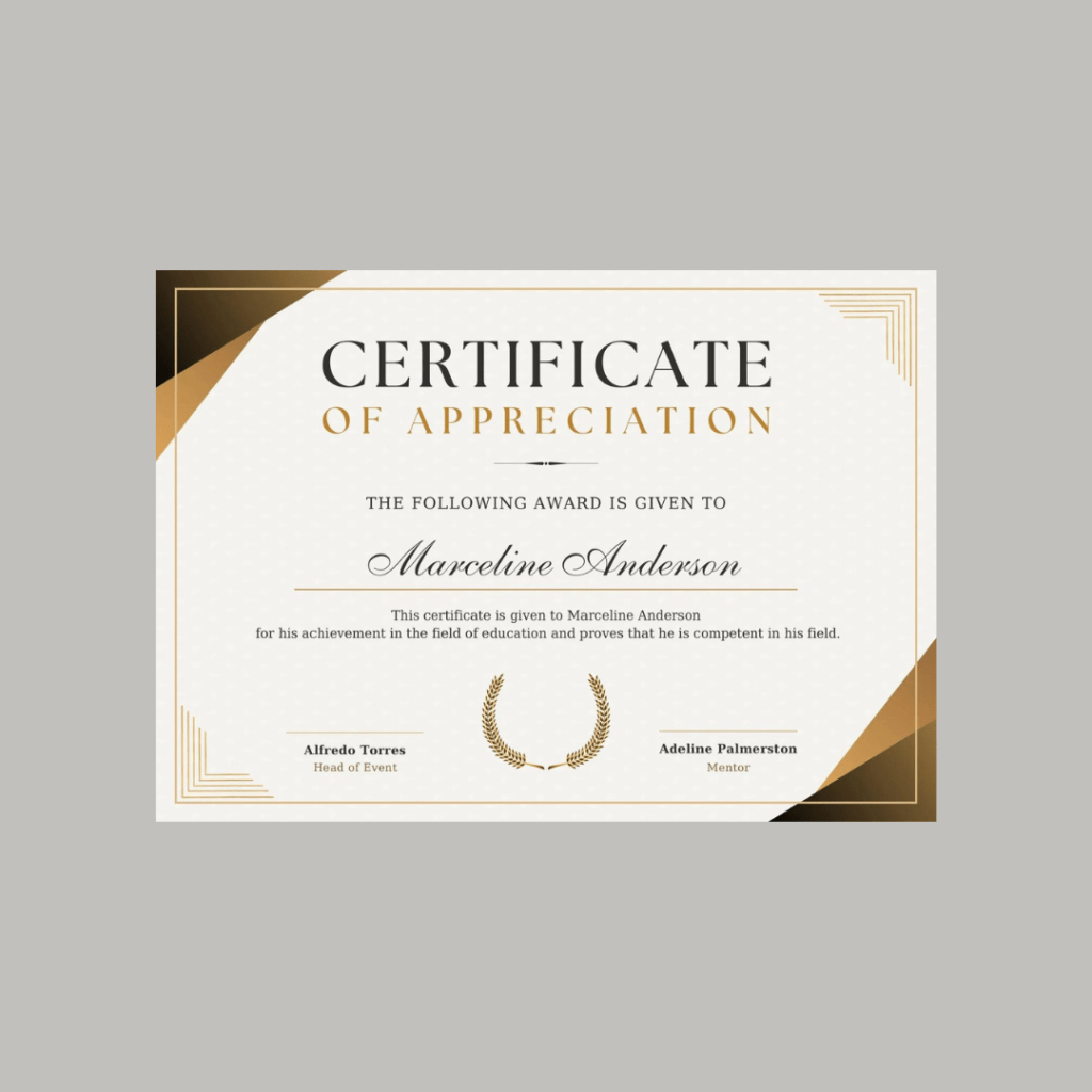 Custom certificate