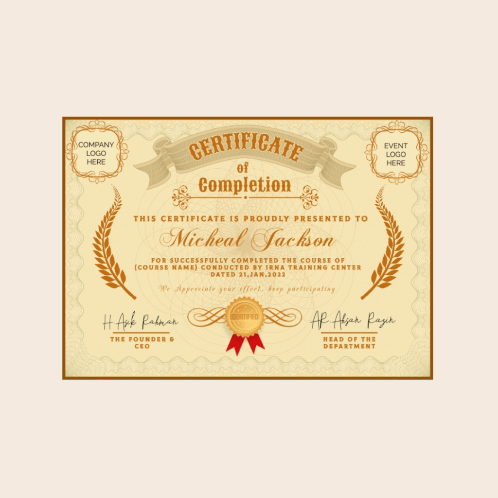 Custom certificate