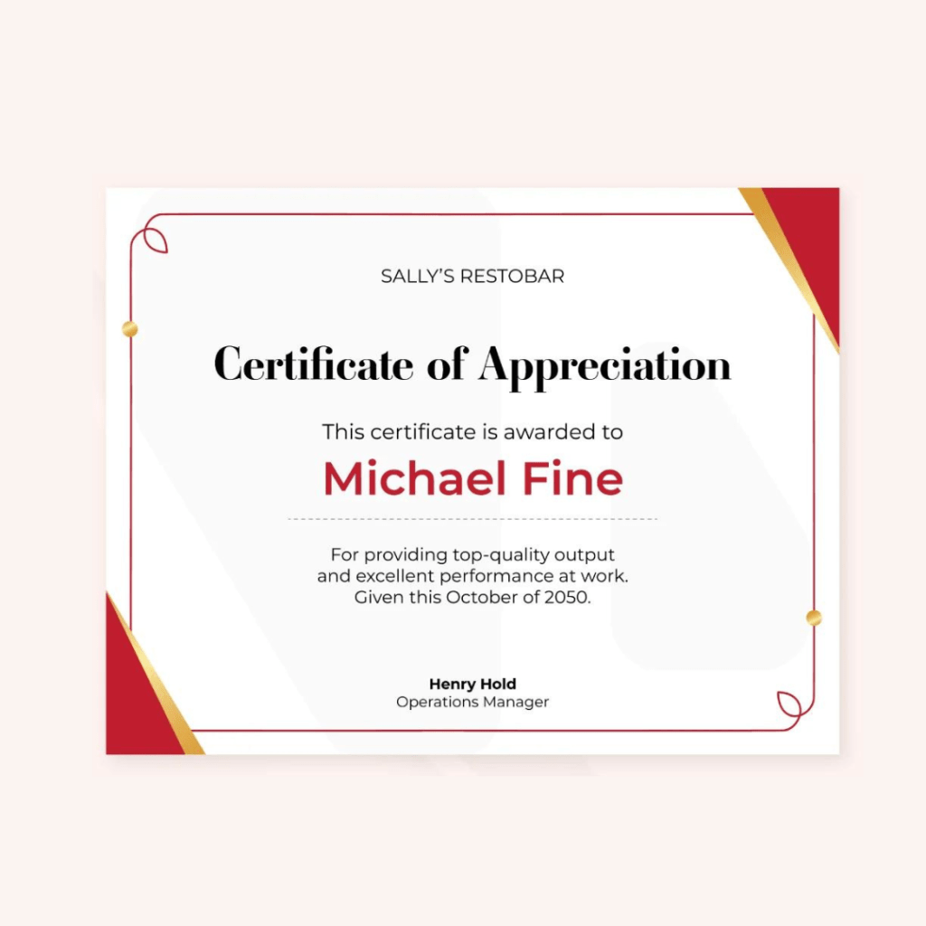 Custom certificate